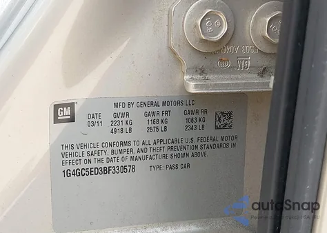 2011 Buick Lacrosse Cxl from USA, damaged, VIN 1G4GC5ED3BF330578